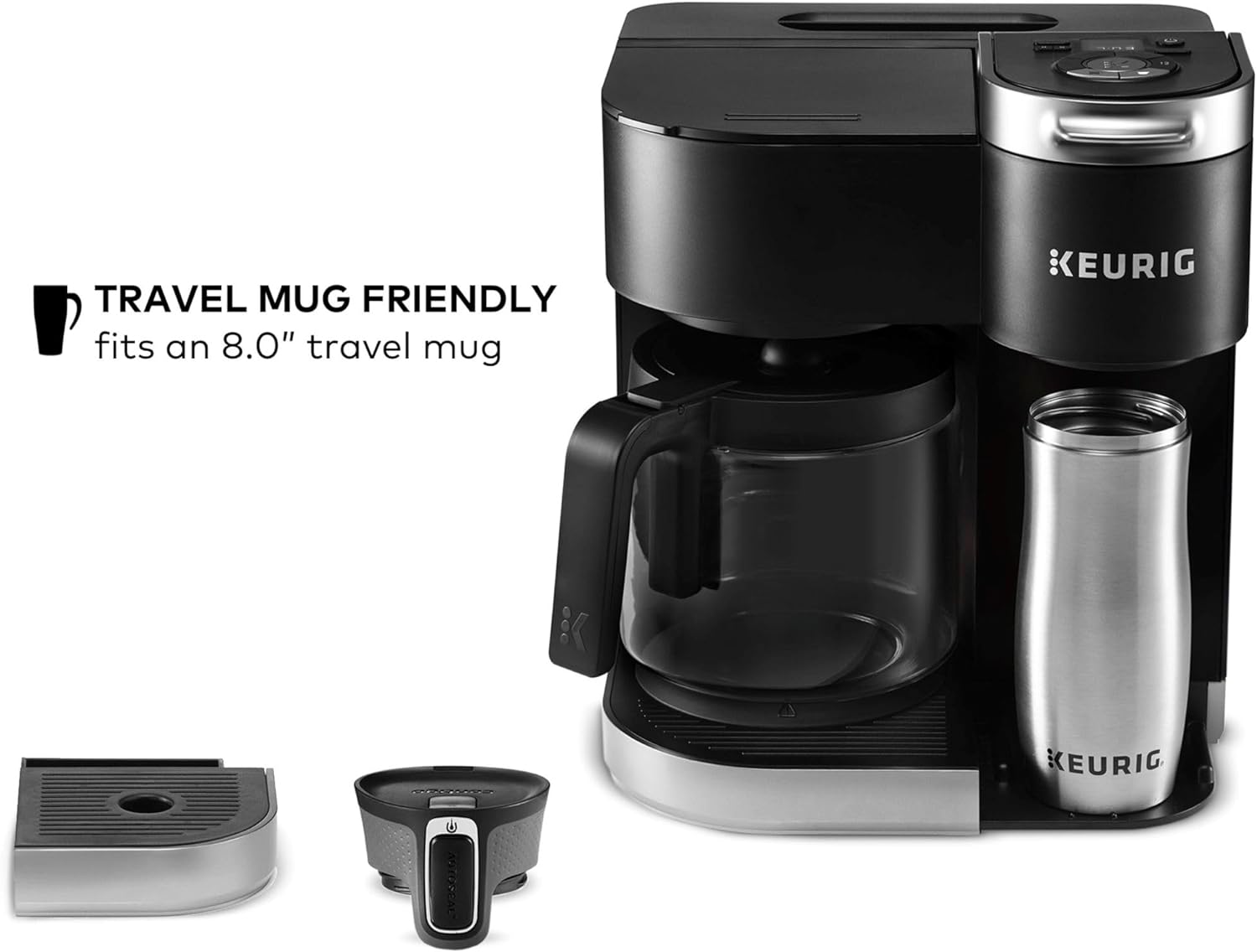 Keurig K-Duo Single Serve K-Cup Pod & Carafe Coffee Maker, with Multiple Brew Sizes, 60oz Removable Reservoir, Programmable Auto Brew Carafe, (Gen 1), Black