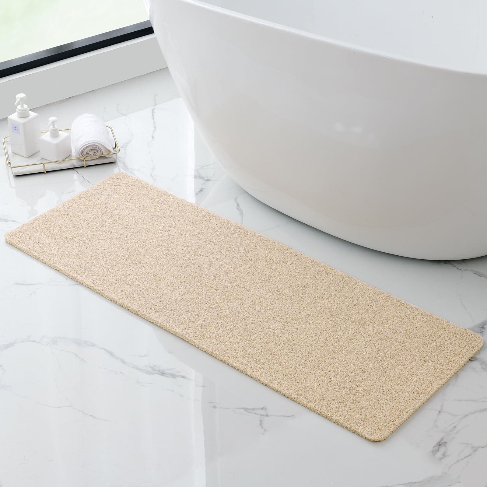 Non-Slip Bathtub Mat, 20x32 Inch, Shower Mats for Bath Tub, PVC Loofah Bathroom Mats for Wet Areas, Quick Drying