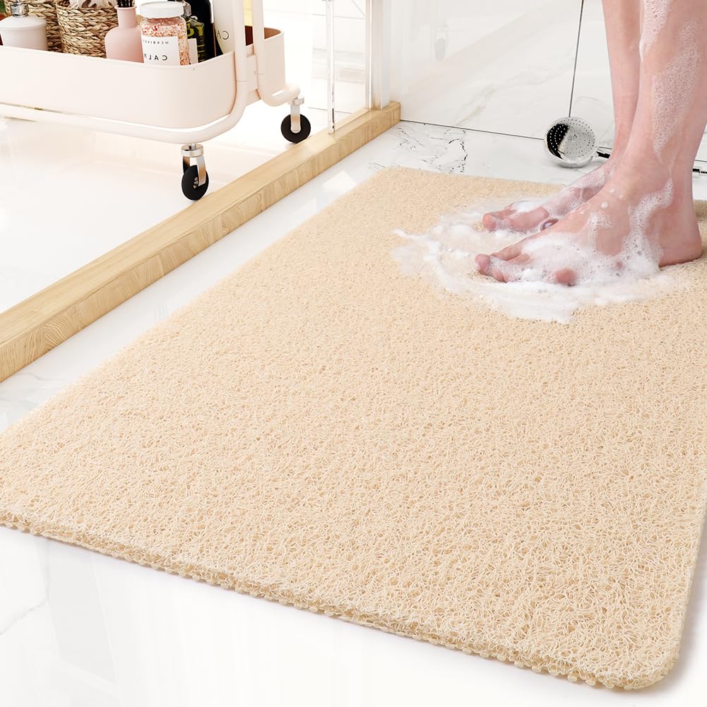 Non-Slip Bathtub Mat, 20x32 Inch, Shower Mats for Bath Tub, PVC Loofah Bathroom Mats for Wet Areas, Quick Drying