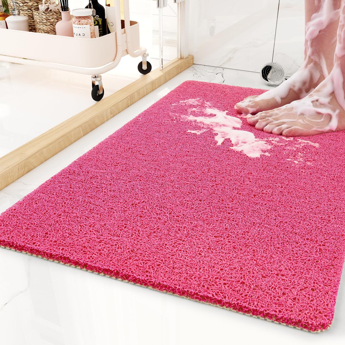 Non-Slip Bathtub Mat, 20x32 Inch, Shower Mats for Bath Tub, PVC Loofah Bathroom Mats for Wet Areas, Quick Drying