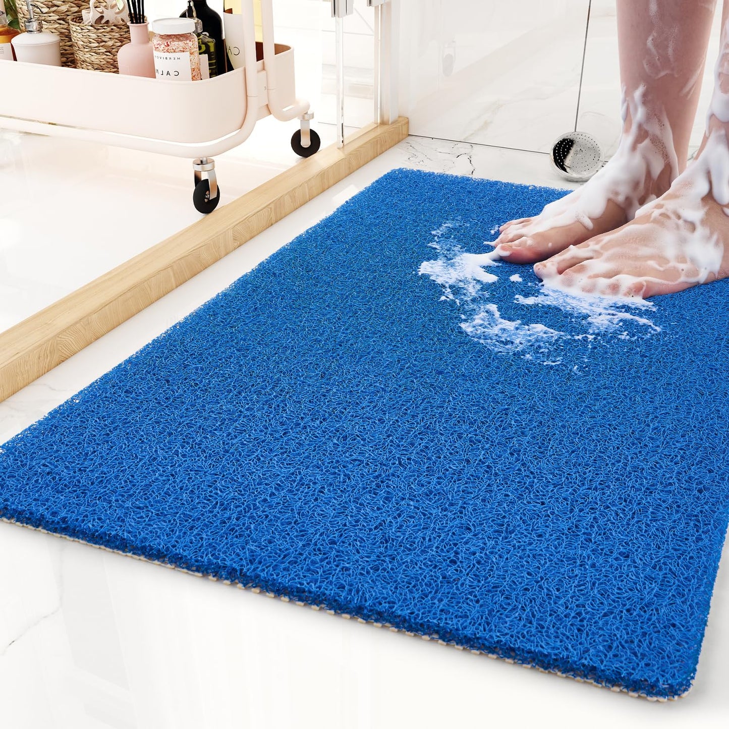 Non-Slip Bathtub Mat, 20x32 Inch, Shower Mats for Bath Tub, PVC Loofah Bathroom Mats for Wet Areas, Quick Drying